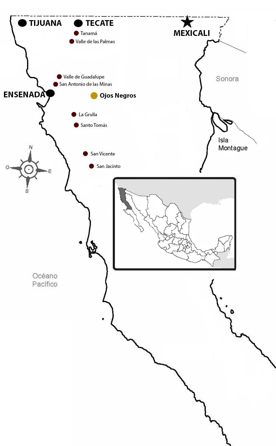 Mapa del Valle de Ojos Negros
