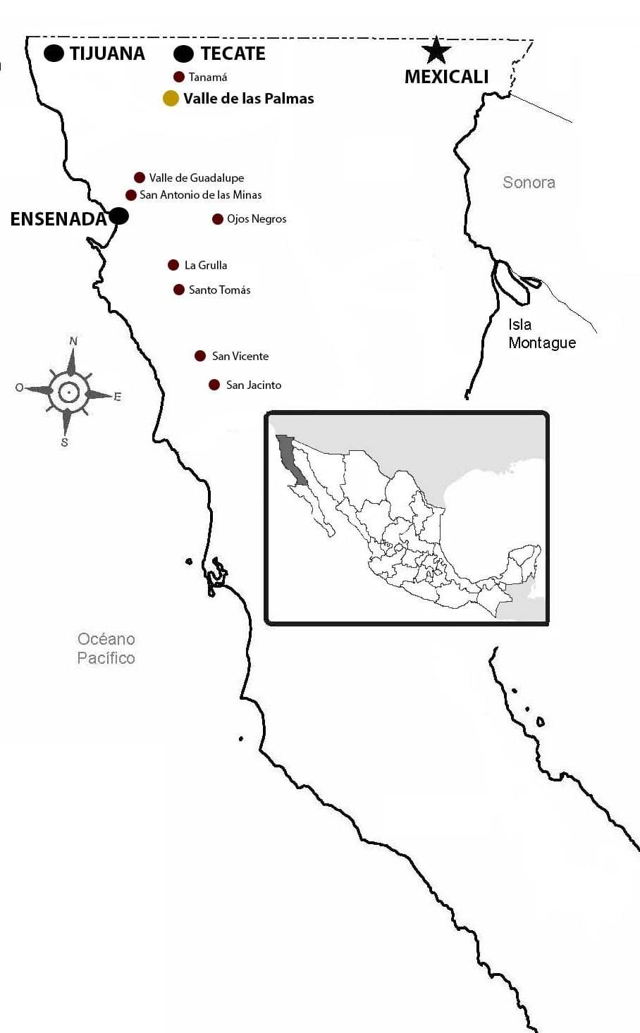 Mapa del Valle de Las Palmas