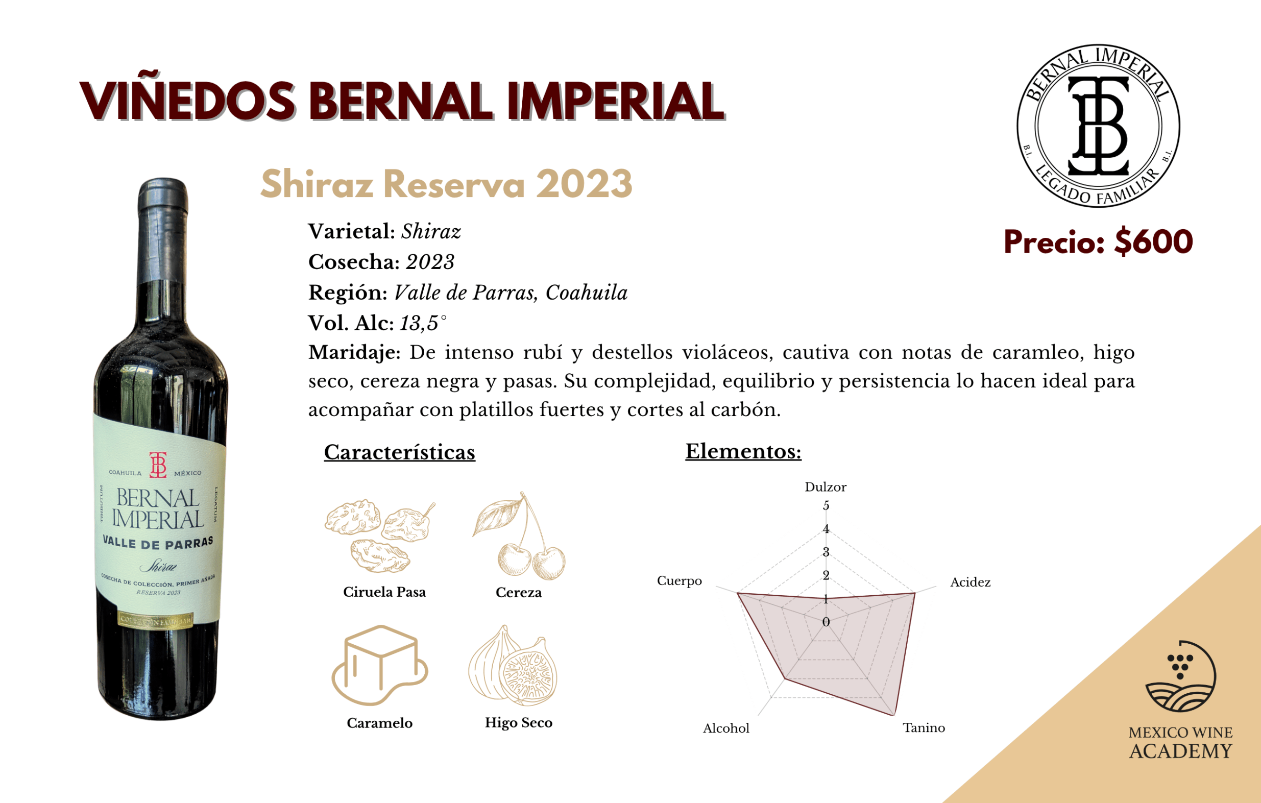 Ficha Técnica, Viñedos BI - Reserva Shiraz 2023